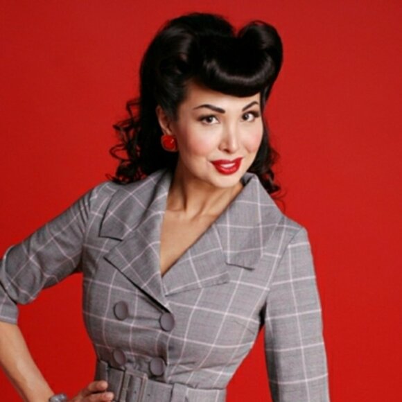 Bettie Page Checkered Dress with belt - Picture 1 of 16